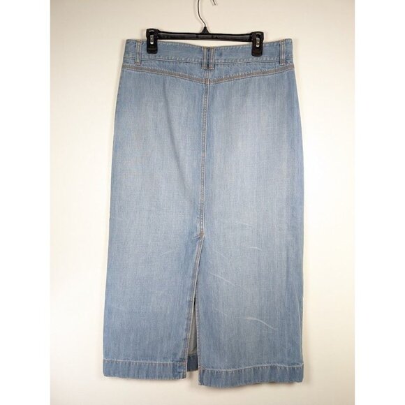 Old Navy Denim Maxi Skirt Women's Size 12 Y2K Grunge Boho Western Ultra Low Rise - Picture 3 of 8